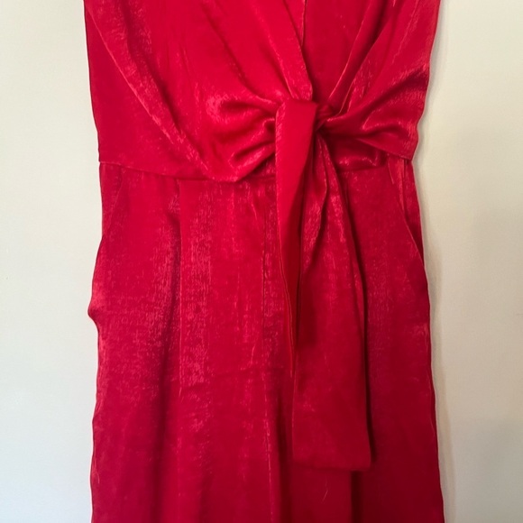 Lulu’s Let Me Entertain You Jumpsuit XS Red Satin Wide Leg - Picture 8 of 11